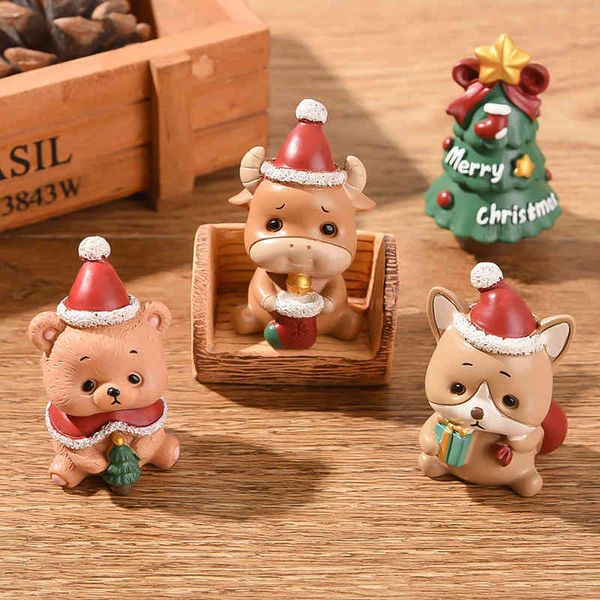 

christmas resin family small animal ornaments creative decoration mini santa claus gifts