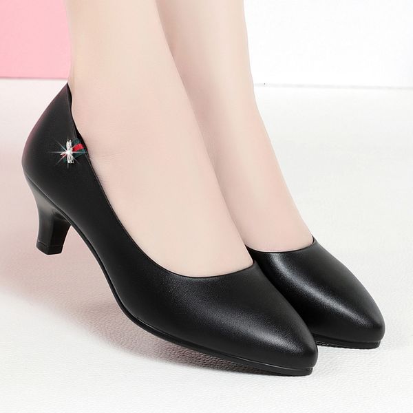 

work spring and autumn work black leather profsional high-heeled single sho versatile stewards dr's