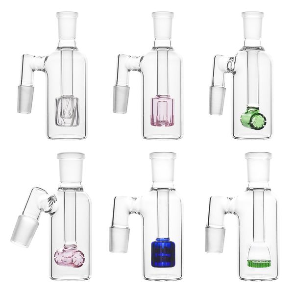 Apanhador de cinzas de vidro para bongs 90 45 graus 14mm 18mm 4.5 polegadas Mini Bong de vidro 6 estilos matriz perc borbulhador Bong Oil rigs Smoke acessório