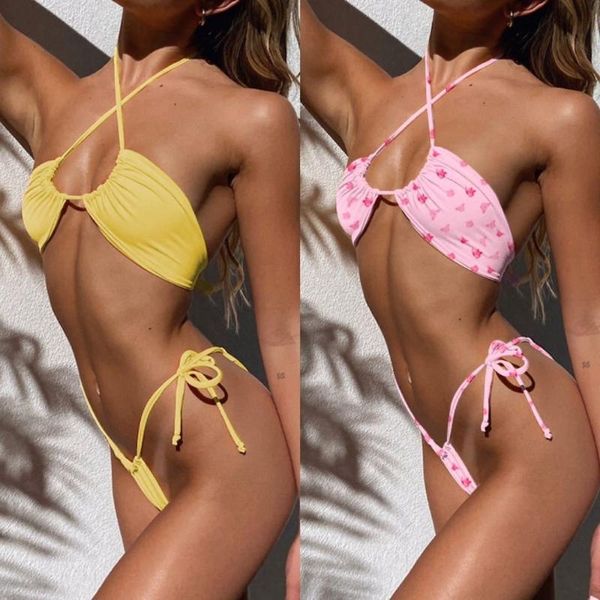 

women's swimwear 2021 bikinis push up drawstring pleated swimsuit side tie bathing suit women beachwear biquini, White;black
