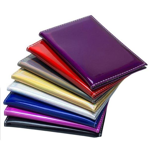 

card holders 2021 fashion laser mirror pu leather travel passport cover case id holder solid travelpassport wallet, Brown;gray