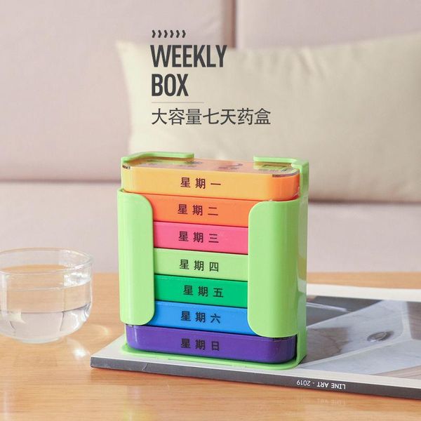 

storage drawers subpackaging box 7 days, large capacity, portable, morning, evening, subpackaging, one week's dose, and carry it with y