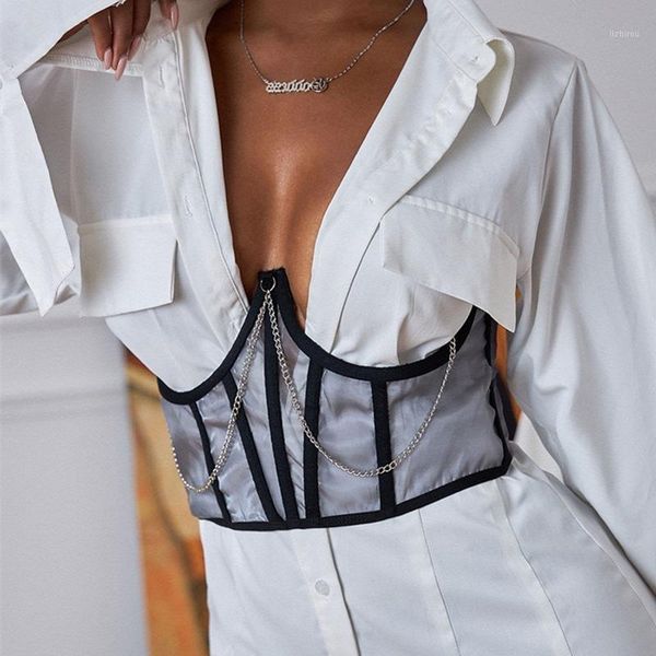 

bustiers & corsets corset underbust women gothic curve shaper modeling strap slimming waist belt chain lace 2021, Black;white