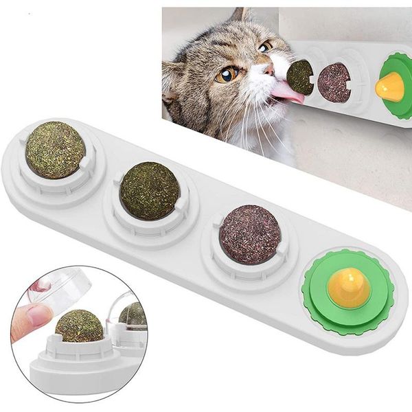 

catnip wall ball cat toys edible licking balls snack natural healthy rotatable treats kitten playing chewing cleanin