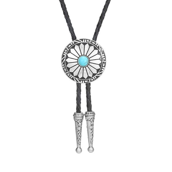 

neck ties kdg western cowboy zinc alloy bolo tie radiation flower point natural stone men and women, Blue;purple
