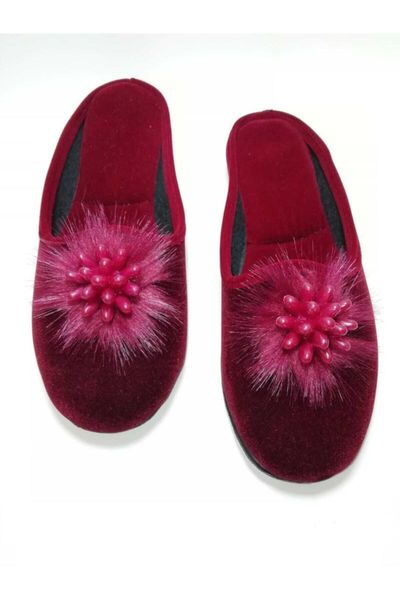 

women burgundy plum casual indoor home slipper slippers, Black
