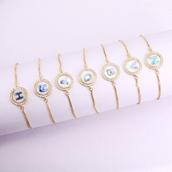 

link, chain 3pcs, crystal zirconia colorful shell jewelry bracelets cz micro pave fashion charm copper for women, Black
