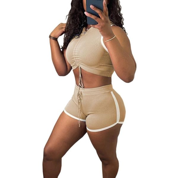 

women's tracksuits s-xl womens casual 2 piece outfits - short sleeves crop hoodie jacket shorts tracksuit setsracksuits, Gray