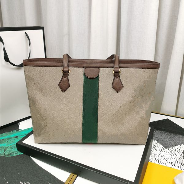 

fashion lady brown shopping bag luxury sale classic brand leather canvas large capacity handbag