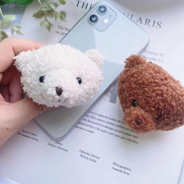 

cell phone mounts & holders cute big bear folding mobile stand cartoon paste type mini deskuniversal handmade woolen yarn