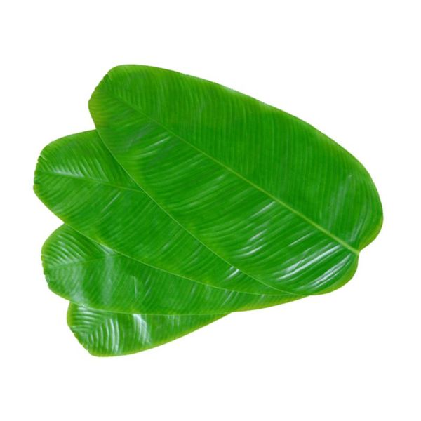 

mats & pads 4pcs simulation banana leaf placemat table mat artificial leaves or hawaiian luau jungle party supplies decorations (green