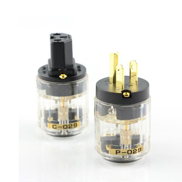 

smart power plugs oyaide p029+c029 schuko europe us plug 24k gold plated iec audio connector female-male matihur transparent hifi