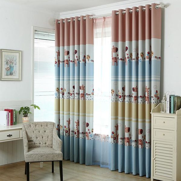 

cartoon horse animal printed blackout curtains for children room cortina sheer drapes kids curtain &