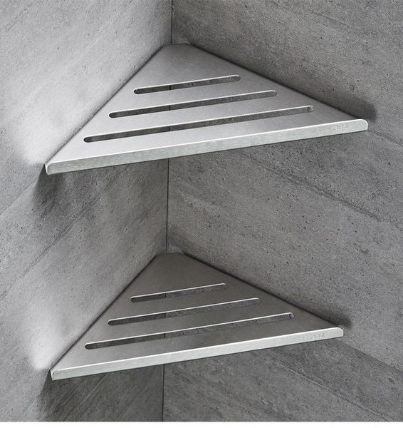 

bathroom shelves 304 stainless steel shelf 2 layer corner frame triangle basket brushed silver bahtroom accessories set