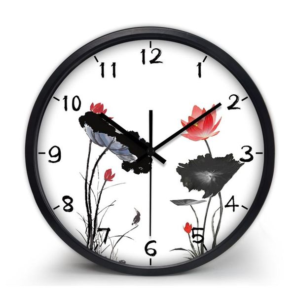 

wall clocks landscape lotus plum blossom clock modern design china style living room study
