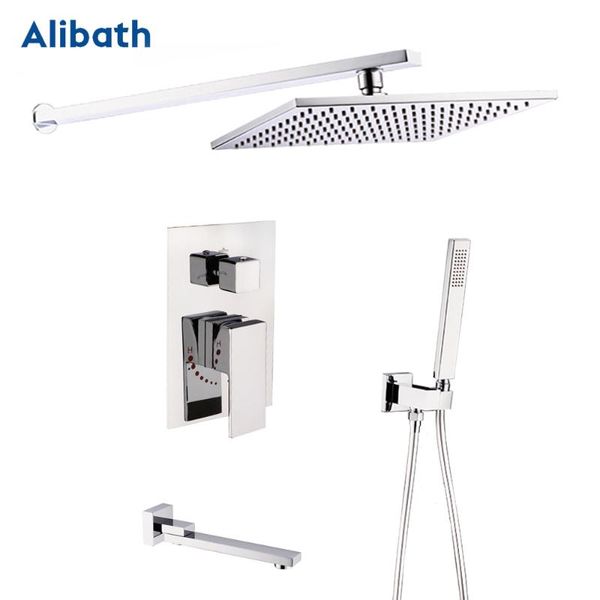 

bathroom wall mounted 8"10"12" rain shower head valve mixer tap hand spray rainfall faucet set. sets