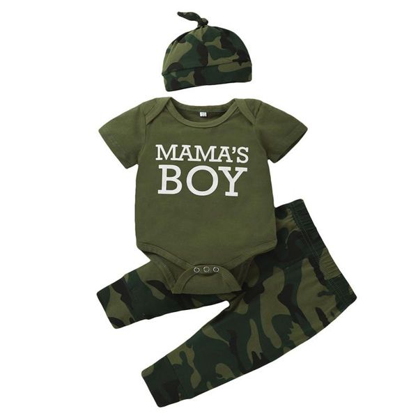 

clothing sets 3pcs baby boys girls letter printed infant clothes set short sleeve bodysuit casual camouflage pants born, White