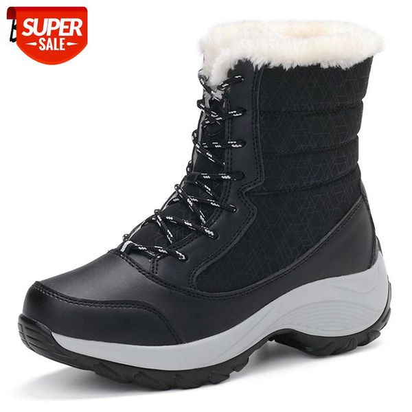 

winter women's boots thick plush warm women's mid-calf boots outdoor waterproof platform winter snow #pq1o