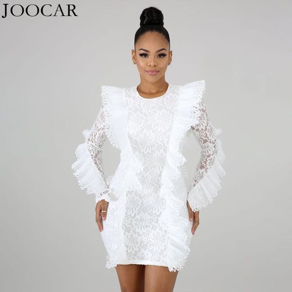 

casual dresses 2021 joocar o neck long sleeve bodycon lace dress jc1310, Black;gray