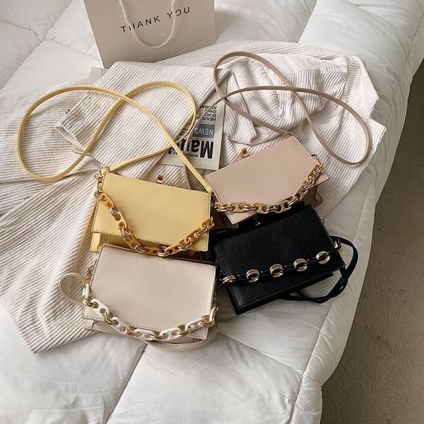 

evening bags 2021 box bag women's shoulder slung solid color simple texture online celebrity chain handbag