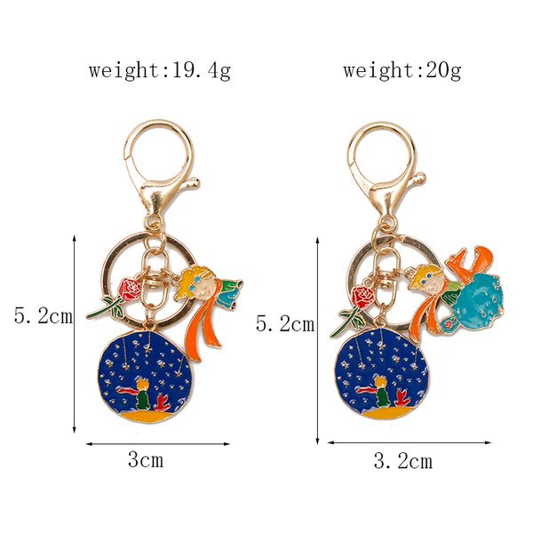 

trendy enamel keychain jewelry cartoon movie le petit prince theme keyrings cute fox rose pendant key chain accessory new, Silver