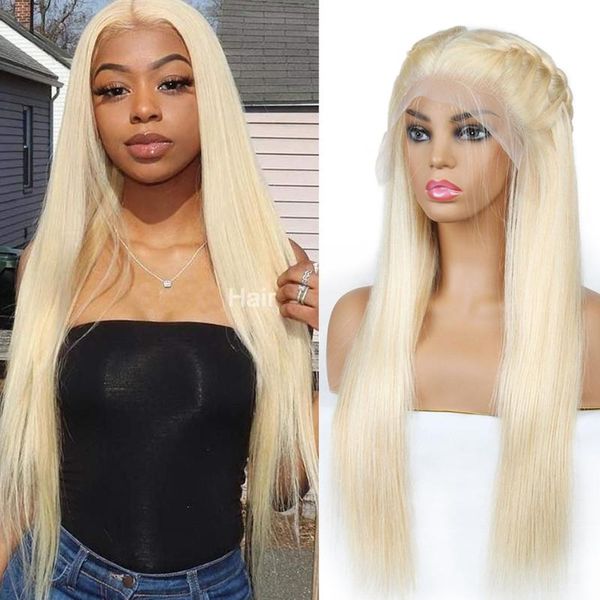 

lace wigs brazilian straight front for black women 613 honey blonde frontal wig 28 30inch long bone hair 150%, Black;brown