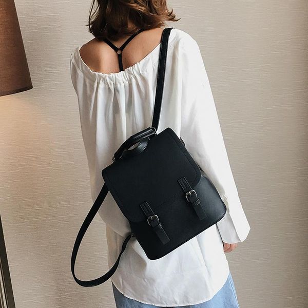 

outdoor bags backpack women's korean-style fashion schoolbag pu leather simple campus bag bookbag