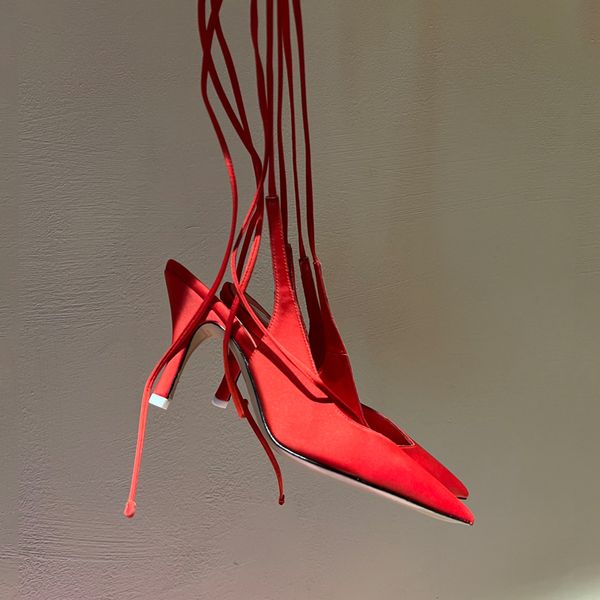 

womens sandals designer real leather high heels sandals shoes ladies silk vamp pointed sandal 9cm fashion celebrities walk the runway ins ba, Black