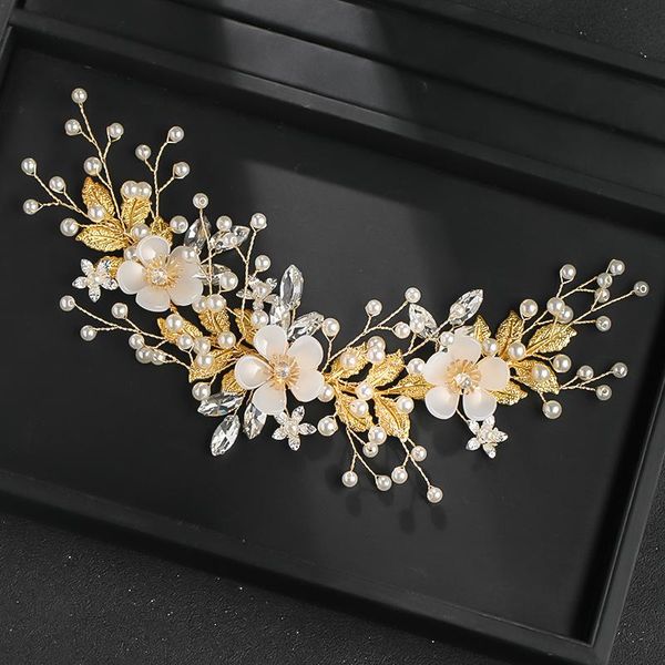 

hair clips & barrettes golden hairband bride headband jewelry pearl rhinestone clip accessories for women wedding, Golden;silver