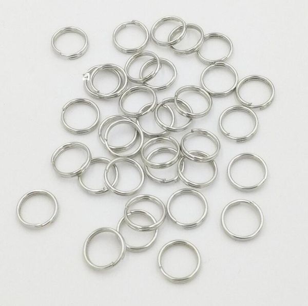 

dog apparel 100pcs stainless steel 8mm 10mm 12mm key tags rings white plated round split ring for pet id cats collar