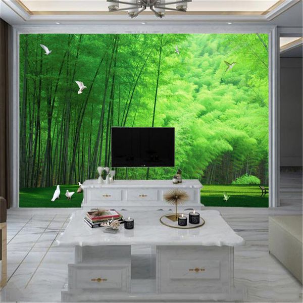 Современные 3D обои Whole Baamboo Forest Lawn White Dove Крытый пользовательский гостиная спальня телевизор фоновое украшение стены