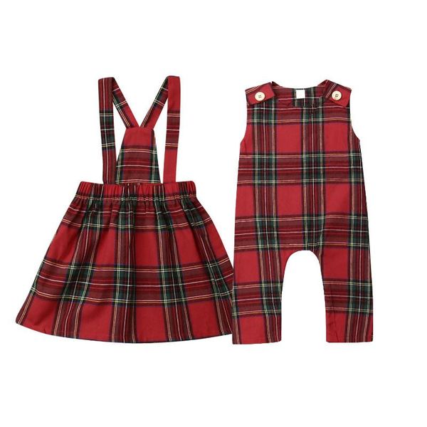 

jumpsuits toddler baby's clothes girls christmas outfits kids romper overalls red plaid ruffles skirts xmas costumes children's cl, Blue