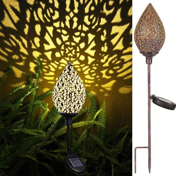 

lawn lamps retro solar garden light led lantern hanging outdoor olive shape lamp ip65 water-resistant 600mah wrought iron nordic