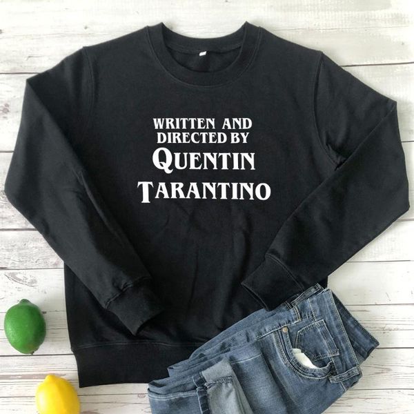 

women's hoodies & sweatshirts written and directed quentin tarantino sweatshirt spring casual cotton yellow jumper grunge, Black