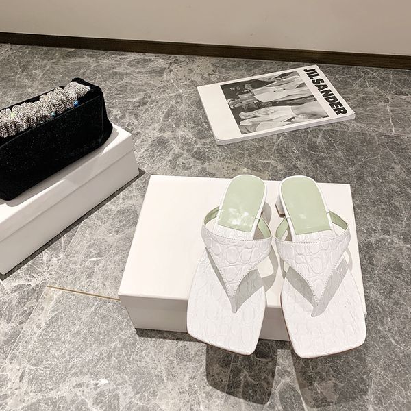 

fashion designer women beach sandals crocodile pattern shoe flip flops loafers summer flats shoes ladies heel 4.5cm sandal leather slipper w, Black