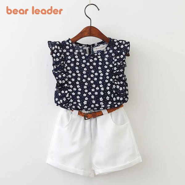 

bear leader girls set girl fashion print summer kids t-shirt pants children's suit little girl clothes girls boutique outfits x0902, White