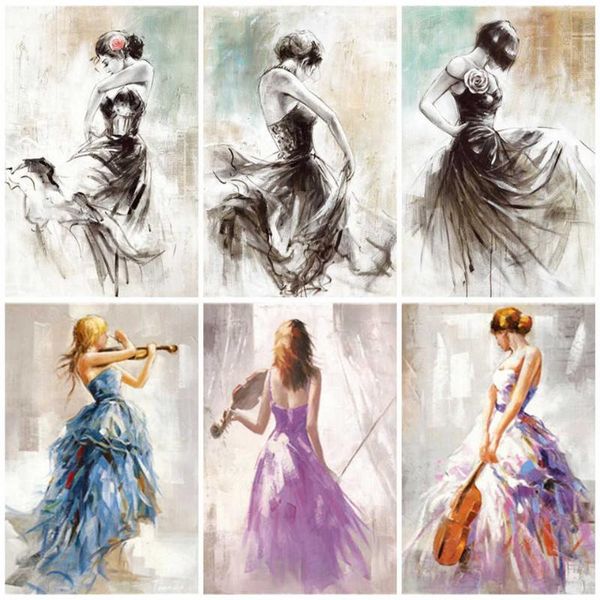 

paintings azqsd coloring by numbers portrait diy unframe wall art acrylic paint oil painting ballet girl unique gift