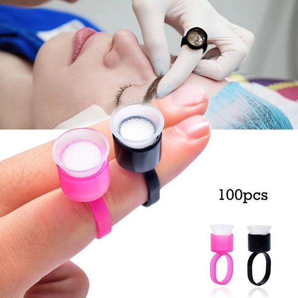 100 pcs tatuagem tinta tinta copos de cola com esponja microblading copo de pigmento tatuagens suporte de ferramentas de maquiagem permanente acessórios