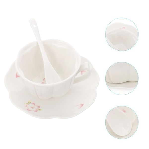 

cups & saucers 1set european style ceramic coffee cup delicate tea set (white)