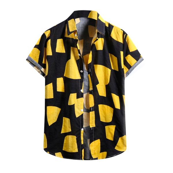

men's casual shirts summer shirt lapel geometric print short sleeve blouse brand men clothing hawaiian style camisas, White;black