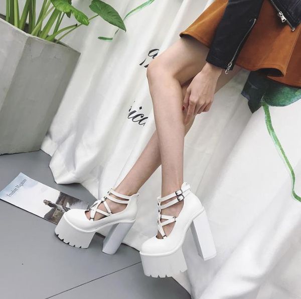

dress shoes white club 15cm ultra high heel platform waterproof women's single, Black