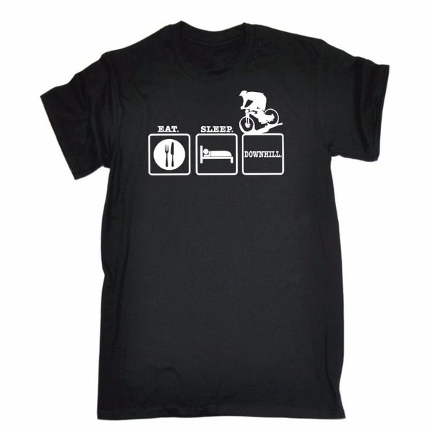 

men's t-shirts summer 2021 100% cotton normal brand style short sleeve tees eat sleep downhill hipster t-shirt, White;black
