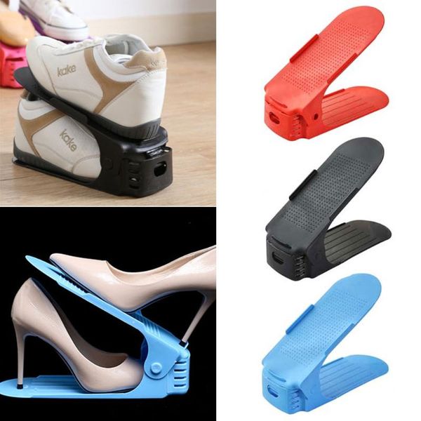 

clothing & wardrobe storage 1pc plastic shoebox adjustable shoe racks organizer,home double layer rack holder for men or ladies shoes organi