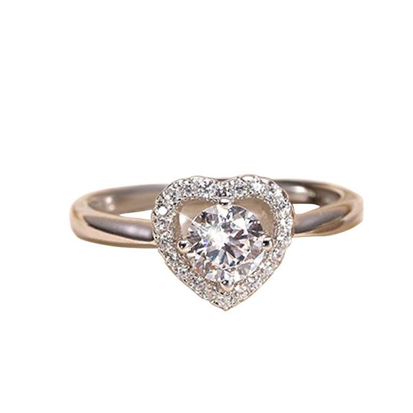 

cluster rings 10k white gold 1 2 3 45 round heart moissanite diamond ring women wedding party anniversary engagement classic trendy, Golden;silver