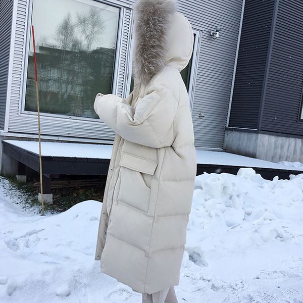 

black women double sided down long jacket  winter turtleneck white duck down coat warm parkas snow outwear