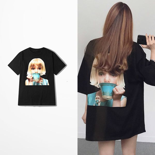 

tee funny fashions cute girl printing cotton shirt high street dark souls man lovers couple t-shirts homme, White;black