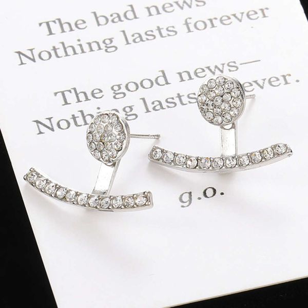 

full diamond round front and back fashion simple trend earrings, Black