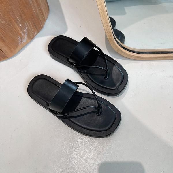 

slippers casual women's shoes with platform slides pantofle rubber flip flops shale female beach luxury flat 2021 hawaiian sabot, Black