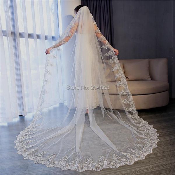 

bridal veils one-layer tulle long wedding lace veil for bride with comb, Black