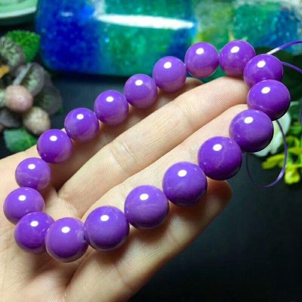 

beaded, strands natural phosphosiderite purple stone bracelet 10-11mm, Black